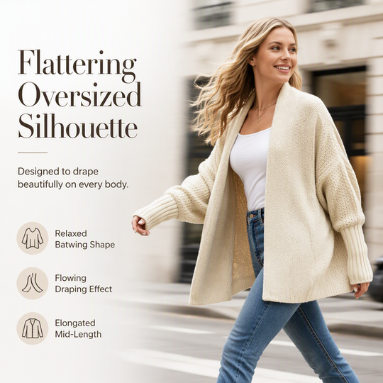 ⏳Limited time offer🔥Women's Batwing Sleeve Chunky Knit Cardigan