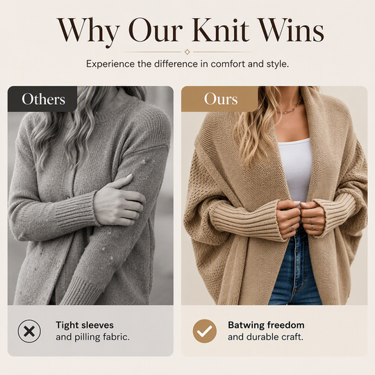 ⏳Limited time offer🔥Women's Batwing Sleeve Chunky Knit Cardigan