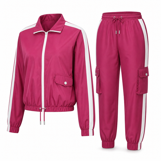 Women Casual 2 Piece Outfit Zip Up Hooded Long Sleeve and Cargo Jogger Pants with Pockets
