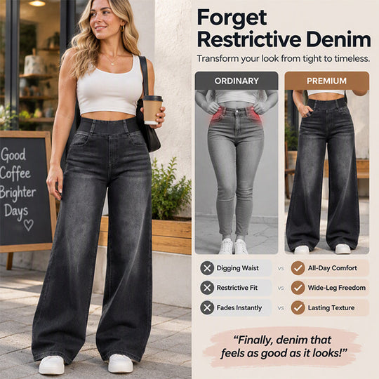 💎 Exclusive Deal 👖 Women's Casual Stretch Wide-Leg Jeans ✨ stretch denim, flattering wide leg, easy to match