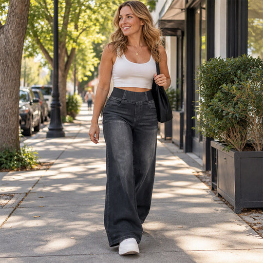 💎 Exclusive Deal 👖 Women's Casual Stretch Wide-Leg Jeans ✨ stretch denim, flattering wide leg, easy to match