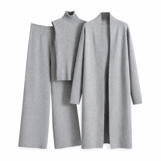 Women Casual Fall Winter 3-Piece Knit Set Sleeveless Vest Cardigan Sweater and Pants Outfit