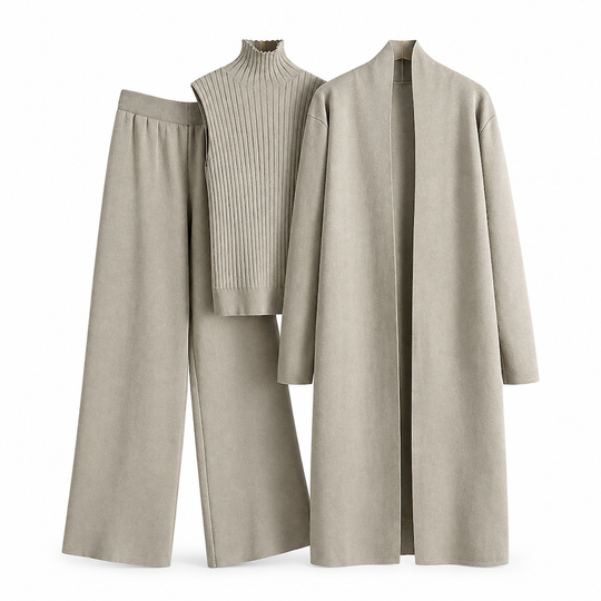 Women Casual Fall Winter 3-Piece Knit Set Sleeveless Vest Cardigan Sweater and Pants Outfit