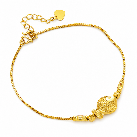 Women Double Layer Gold Tone Heart Charm Anklet with Small Beads Foot Jewelry Gift