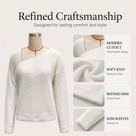 Women's Faux Mink Sweater with Mesh Patchwork