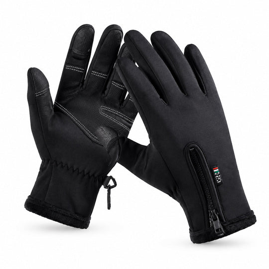 Winter Waterproof Windproof Warm Lined Outdoor Sports Gloves with Zipper for Cycling Hiking and Skiing