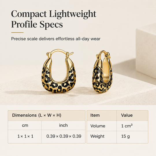 Vintage Leopard Print U Shaped Huggie Hoop Earrings for Women