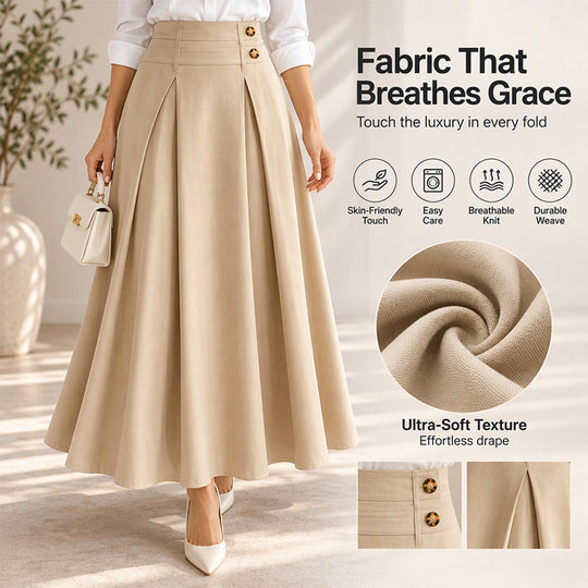 💥 Limited Time Offer 👗 Women's High-Waisted Pleated A-Line Maxi Skirt ✨ high waist, pleated design, flowy A-line long skirt