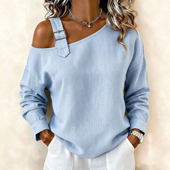 💖Black Friday Mega Deal – 50% off!💖✨Women's Long Sleeve Asymmetric Off-Shoulder Top