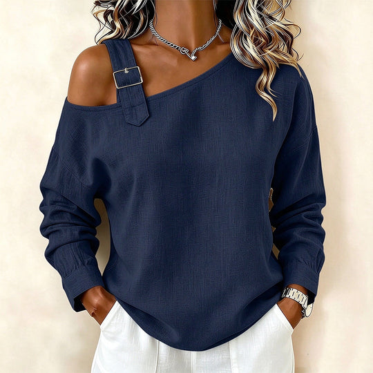 💖Black Friday Mega Deal – 50% off!💖✨Women's Long Sleeve Asymmetric Off-Shoulder Top