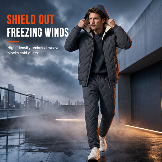 Men's Winter Hooded Padded Jacket and Pants Set