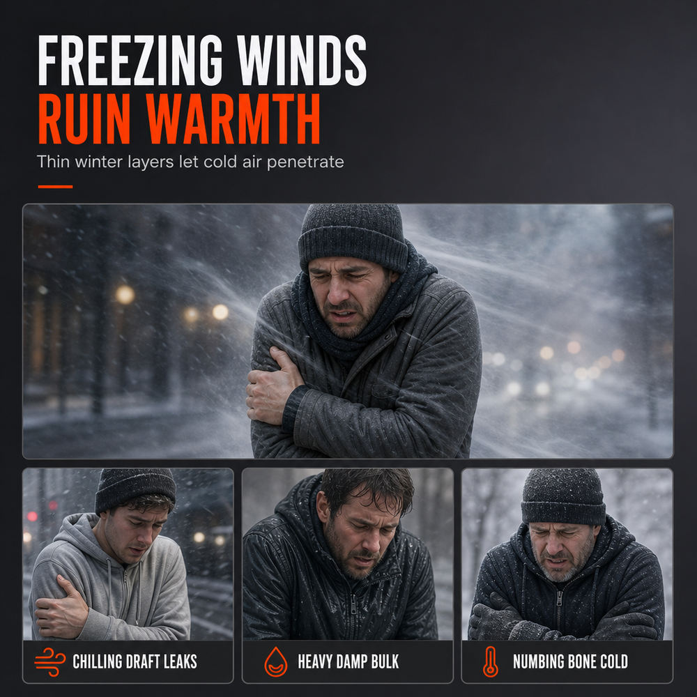 Men's Winter Hooded Padded Jacket and Pants Set