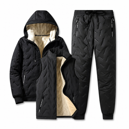 Men's Winter Hooded Padded Jacket and Pants Set