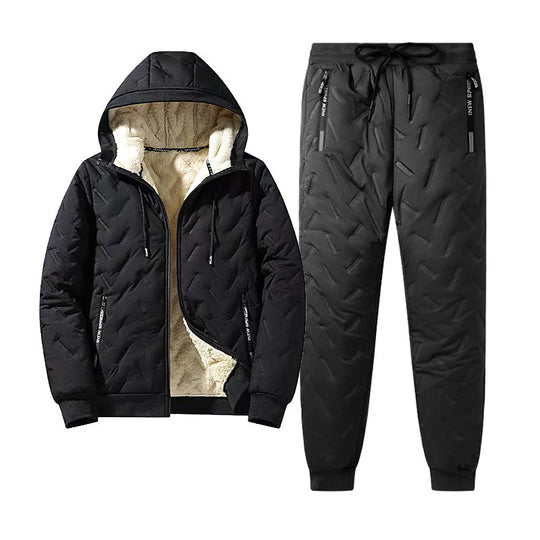 Men's Winter Hooded Padded Jacket and Pants Set