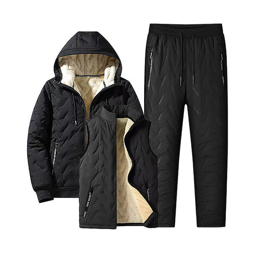 Men's Winter Hooded Padded Jacket and Pants Set