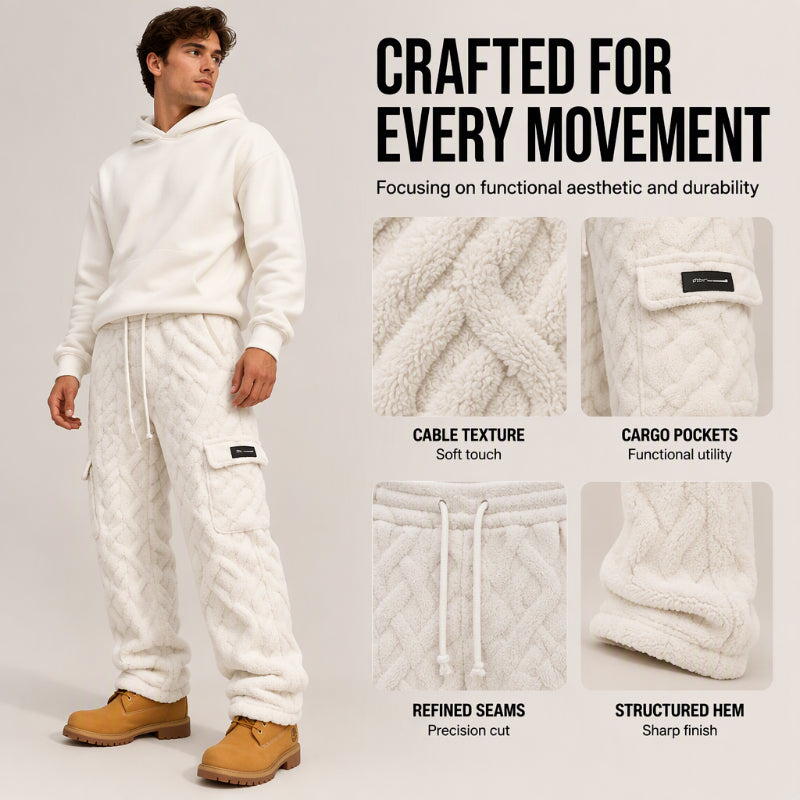 Men's Cable Warm Plush Cargo Pants