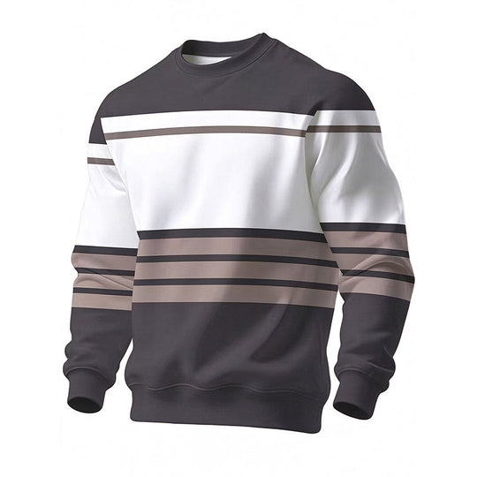 Men's Casual Crewneck Striped Sweatshirt