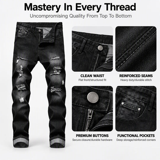 Men's Ripped Slim-Fit Distressed Denim Jeans