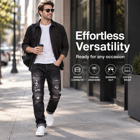 Men's Ripped Slim-Fit Distressed Denim Jeans