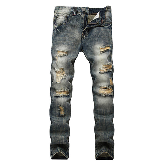 Men's Ripped Slim-Fit Distressed Denim Jeans