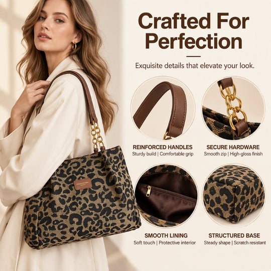 🖤Black Friday Sale🖤Retro Leopard Print Tote Bag for Women