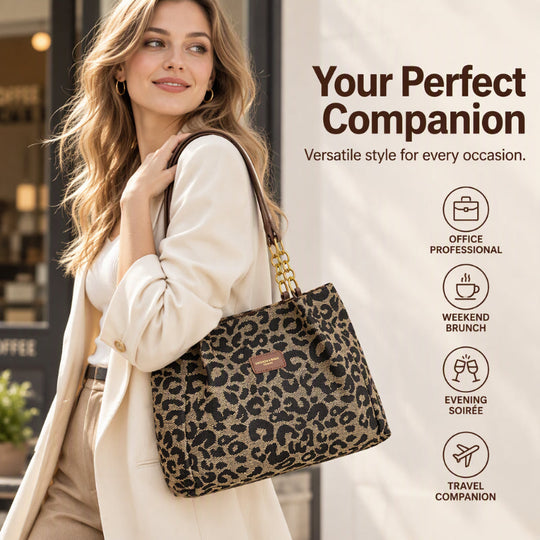 🖤Black Friday Sale🖤Retro Leopard Print Tote Bag for Women