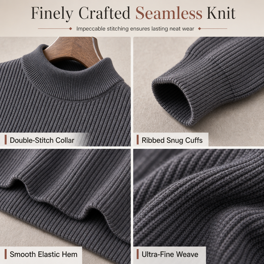 Men's Mock Neck Solid Color Knit Sweater