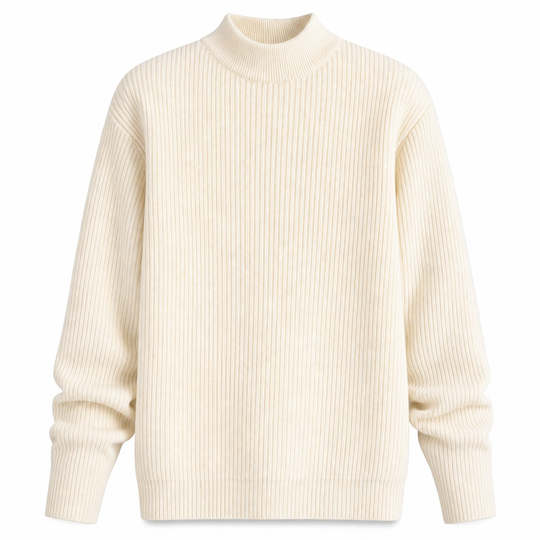 Men's Mock Neck Solid Color Knit Sweater