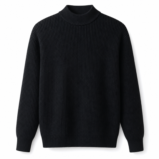 Men's Mock Neck Solid Color Knit Sweater