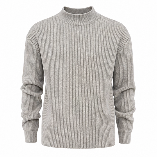 Men's Mock Neck Solid Color Knit Sweater