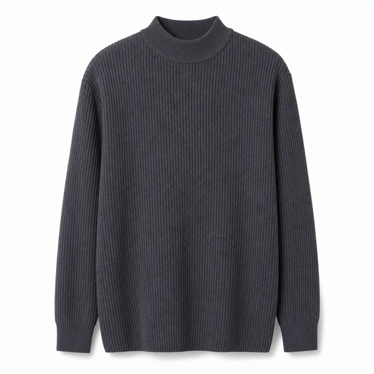 Men's Mock Neck Solid Color Knit Sweater