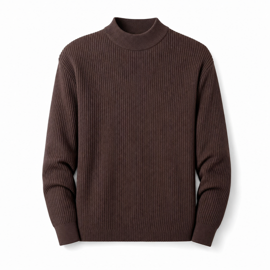 Men's Mock Neck Solid Color Knit Sweater