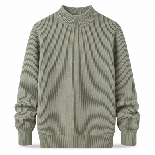 Men's Mock Neck Solid Color Knit Sweater