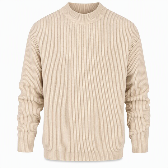Men's Mock Neck Solid Color Knit Sweater