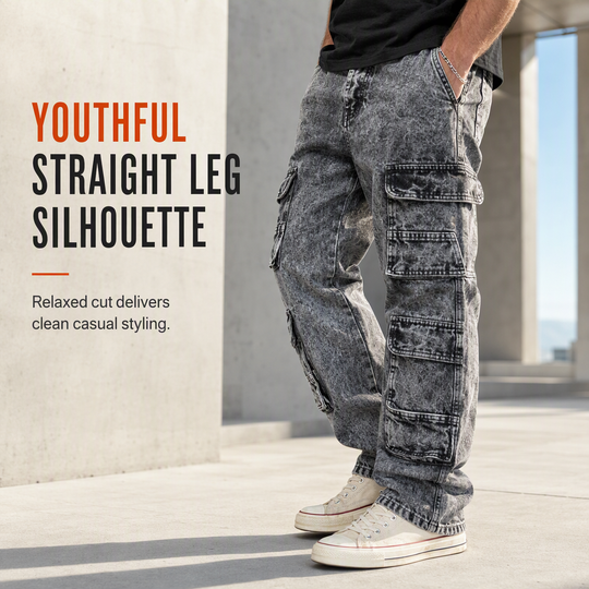 Retro Washed Wide Leg Cargo Jeans Y2K High Street Denim Pants with Pockets🥠𝙁𝙧𝙚𝙚 𝙎𝙝𝙞𝙥𝙥𝙞𝙣𝙜