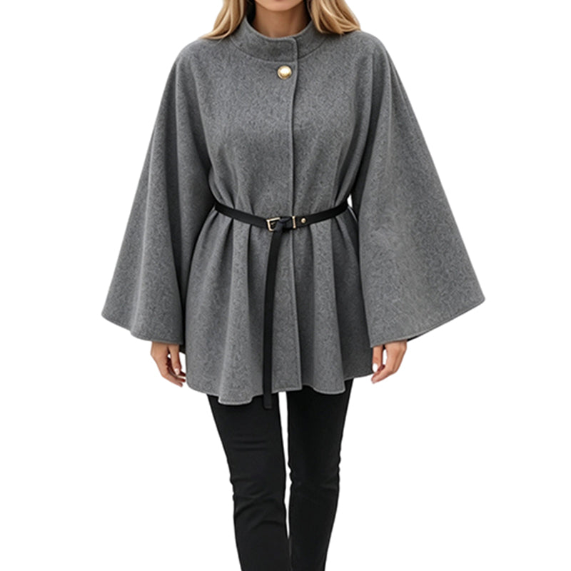 Women's Elegant Stand Collar Cape Coat