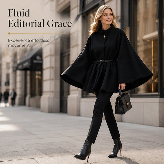 Women's Elegant Stand Collar Cape Coat