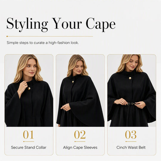 Women's Elegant Stand Collar Cape Coat