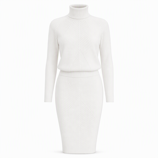 Women's Solid Color Turtleneck Knit Pullover Sweater and Skirt Set🥠𝙁𝙧𝙚𝙚 𝙎𝙝𝙞𝙥𝙥𝙞𝙣𝙜