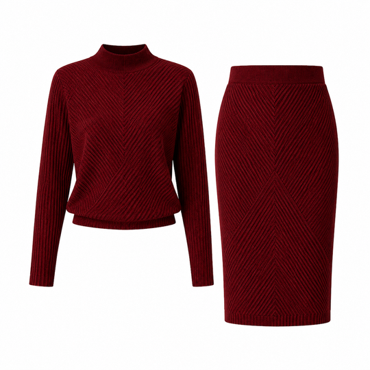 Women's Solid Color Turtleneck Knit Pullover Sweater and Skirt Set🥠𝙁𝙧𝙚𝙚 𝙎𝙝𝙞𝙥𝙥𝙞𝙣𝙜