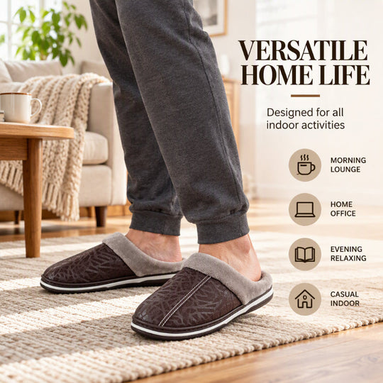 Men's Waterproof Winter Plush-Lined Slippers