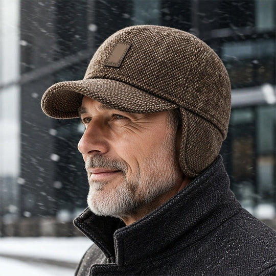 Men's Warm Baseball Cap with Ear Flaps