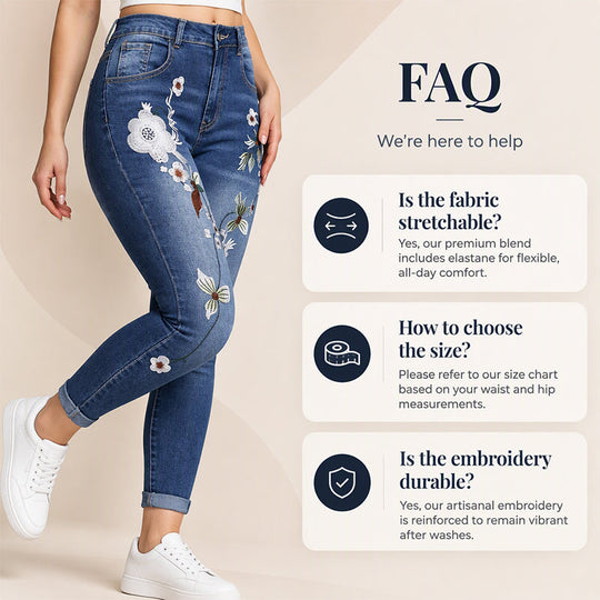 Women's Stretchy Floral Embroidered Skinny Jeans