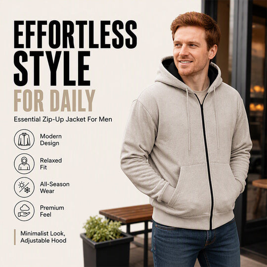 Men's Warm-Lined Full-Zip Hooded Sweatshirt
