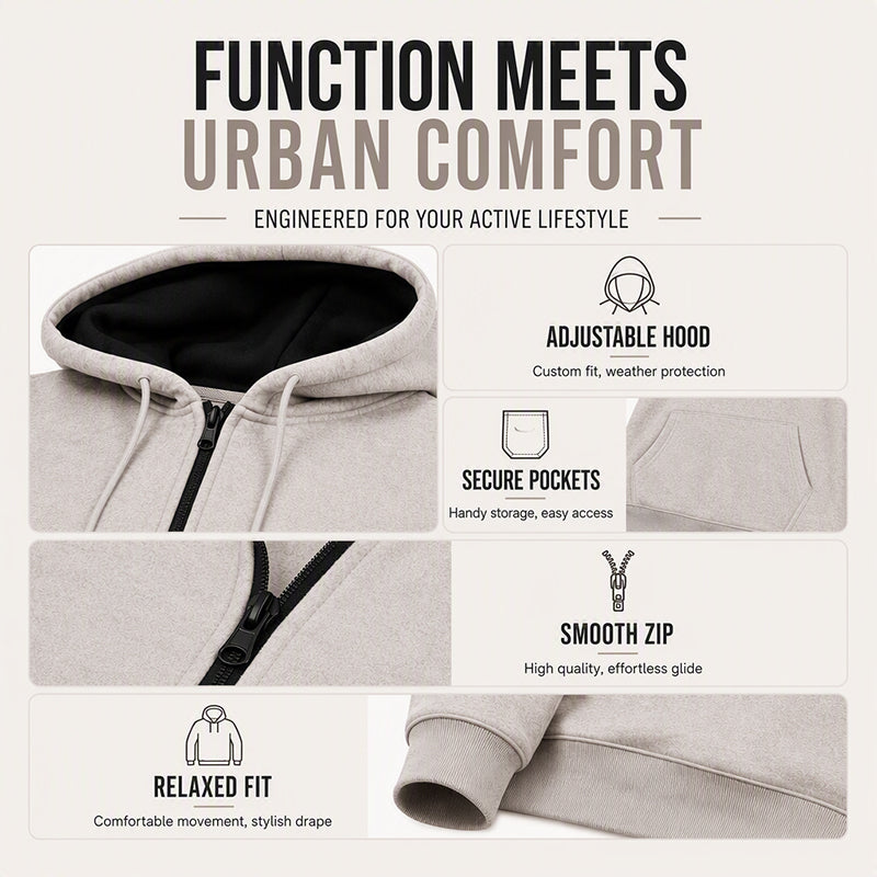Men's Warm-Lined Full-Zip Hooded Sweatshirt