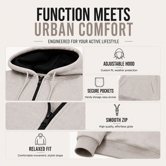 Men's Warm-Lined Full-Zip Hooded Sweatshirt