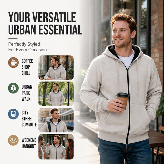Men's Warm-Lined Full-Zip Hooded Sweatshirt