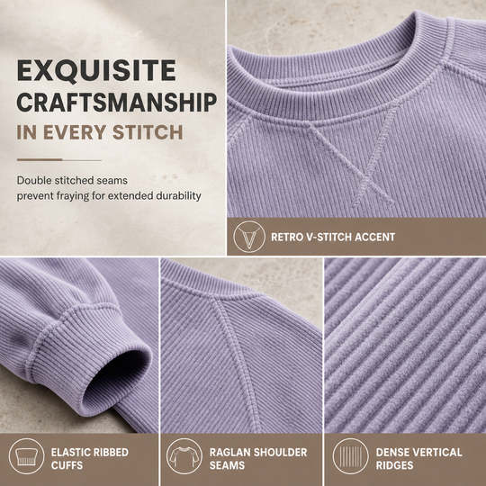 Men's Corduroy Crewneck Long Sleeve Pullover Sweatshirt