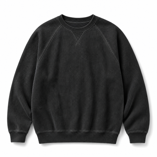 Men's Corduroy Crewneck Long Sleeve Pullover Sweatshirt