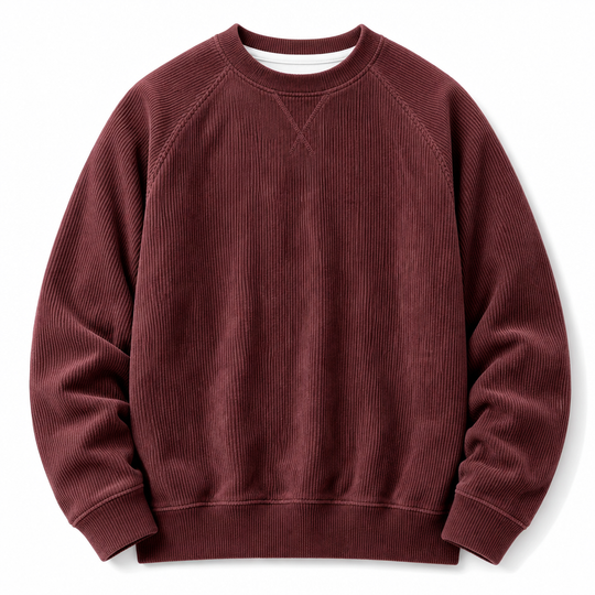 Men's Corduroy Crewneck Long Sleeve Pullover Sweatshirt